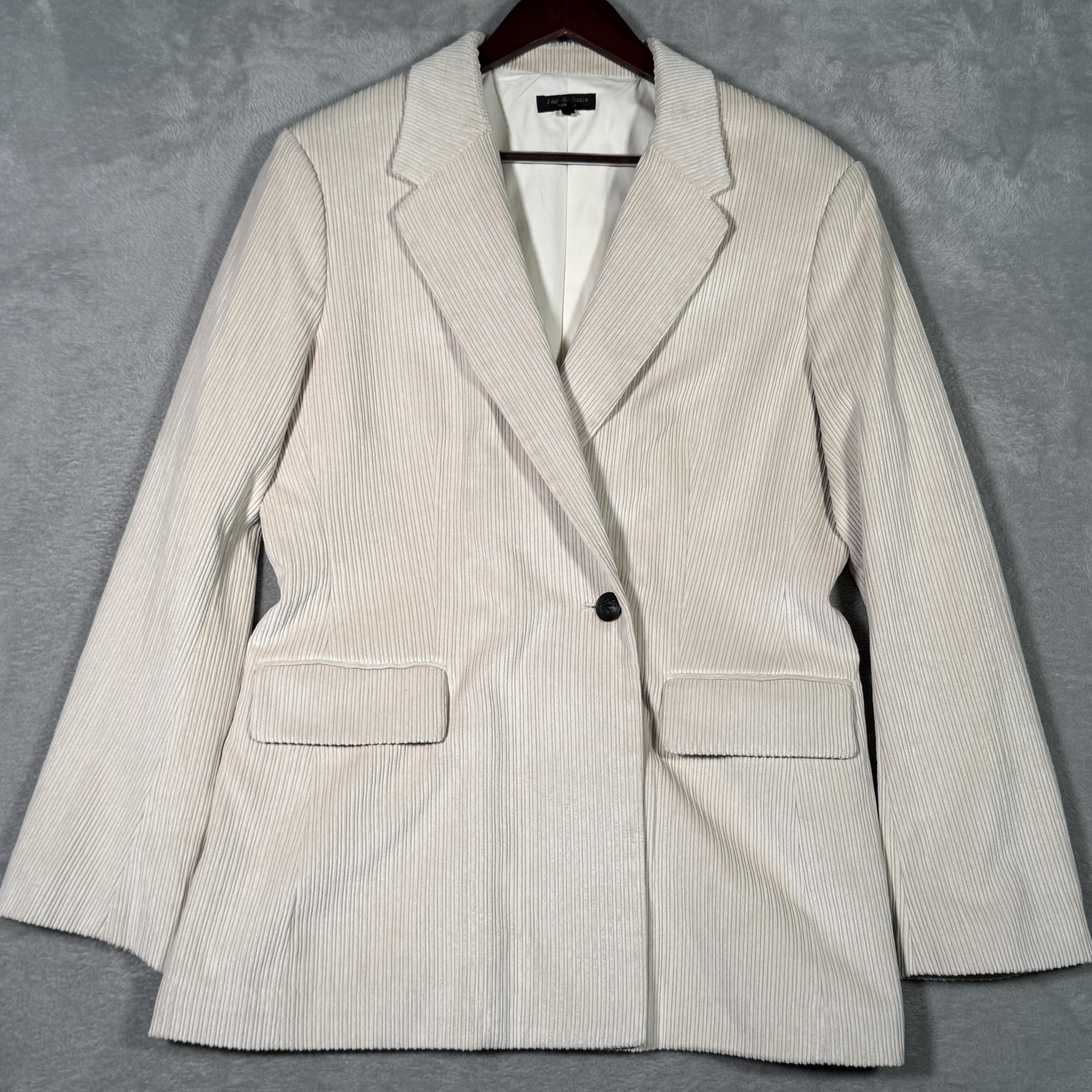 Rag & Bone Blazer Womens 14 Beige Corduroy Single Button Lined Tessa Jacket
